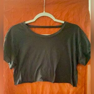 Forever 21 black super cropped open back burn out tee. XS